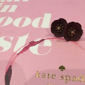 Anthropologie Maroon floral  earrings